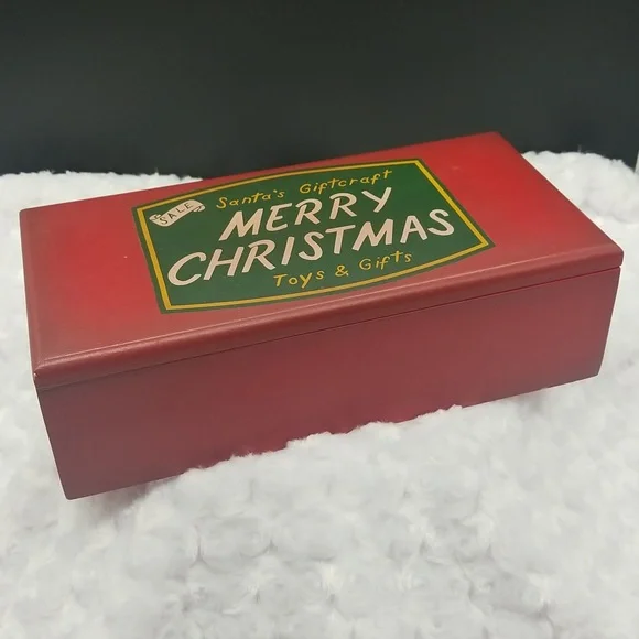 Restoration Hardware "Santa's Giftcraft Merry Christmas Toys & Gifts" Wood Box - Picture 1 of 12